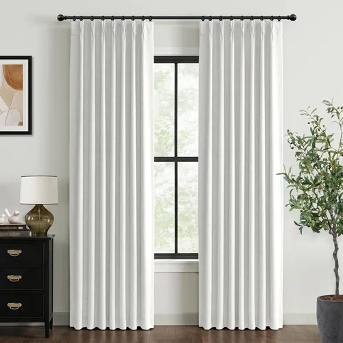 Vista 32 de 100% Blackout Shield Cortinas opacas con textura y aspecto de lino de 72 pulgadas de largo, juego de 2 paneles de cortinas opacas de lino sintético