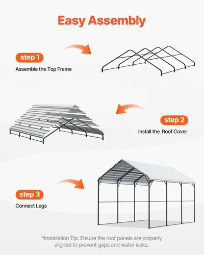 Vista 106 de VEVOR Cobertizo Tienda de Almacenamiento Exterior Portátil Resistente de 6 x 8 x 7 pies, Refugio de Cochera Garaje Impermeable con Puerta Enrollable