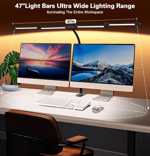 Vista 5 de Lámpara de escritorio LED para oficina en casa, lámpara de escritorio de oficina brillante de 24 W con atenuador de escritorio, monitor