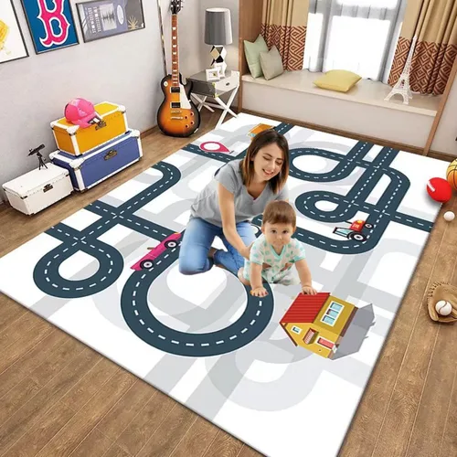 Vista 8 de Alfombra de juego para niños, alfombra de juego para sala de juegos infantil, alfombra de juegos para la vida urbana, ideal para jugar con autos