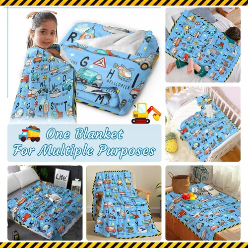 Vista 4 de ABC Truck - Manta de transporte del alfabeto de camión, súper suave y acogedora para decoración del hogar, sofá, cama, sofá, 40 x 30 pulgadas, extra