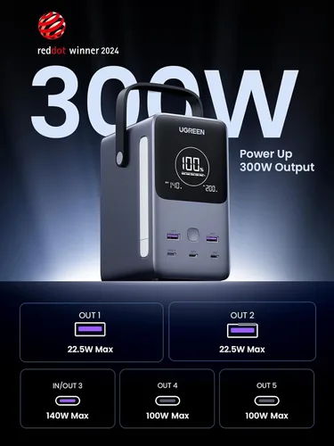 Vista 2 de UGREEN 300W 48000mAh Estación de energía portátil para acampar