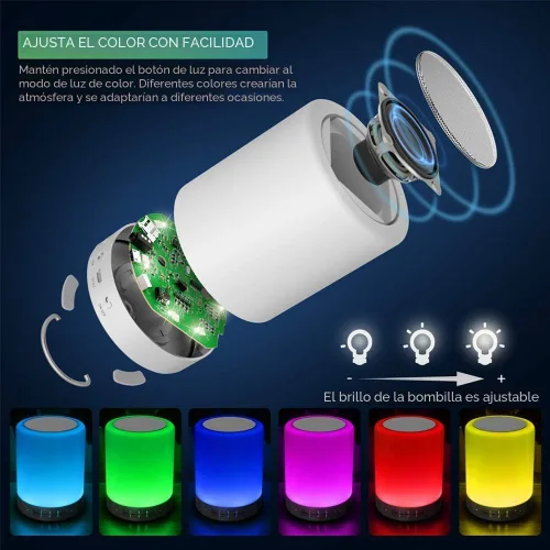 Vista 4 de Luz nocturna con altavoz Bluetooth, lámpara táctil recargable relajante