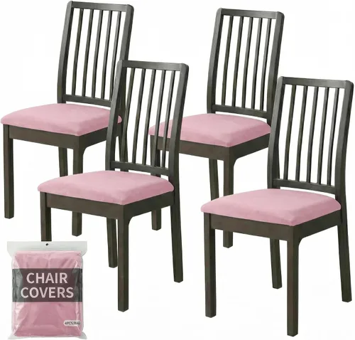 Vista 8 de Deisy Dee Fundas de asiento de terciopelo para sillas de comedor, juego de fundas para sillas de comedor (4, azul bebé)