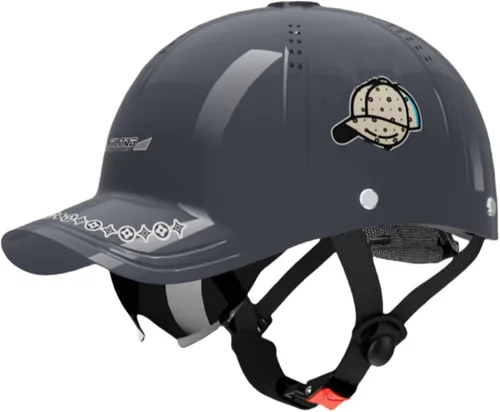 Vista 10 de Casco retro novedoso y genial, gorra de béisbol alemana vintage para motocicleta, casco de cara abierta, para adultos, mujeres y hombres, ciclismo