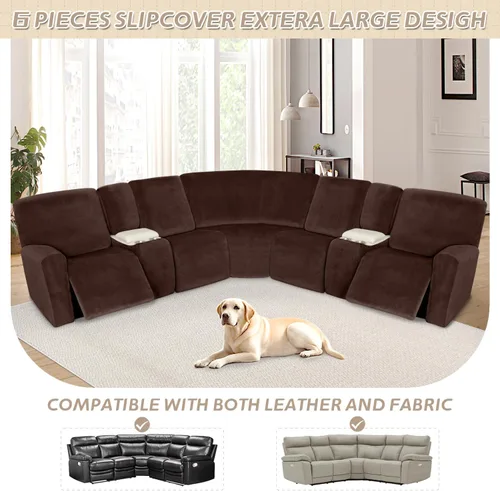 Vista 157 de Arfntevss Fundas de sofá seccional reclinable de terciopelo, Funda de sofá seccional de esquina para sofá reclinable, Funda elástica suave