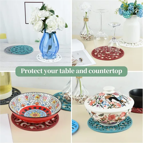 Vista 4 de Salvamanteles para platos calientes, salvamanteles de silicona para cocina, salvamanteles de silicona para ollas y sartenes calientes, soporte