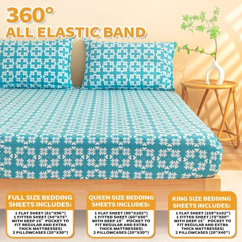 Vista 2 de Marquess Juego de sábanas de franela estampadas tamaño matrimonial, juego de ropa de cama de franela cepillada de microfibra con bolsillo profundo