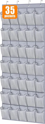 Vista 9 de MISSLO Organizador de zapatos colgante con 28 bolsillos grandes para colgar sobre la puerta, zapatero para puerta de armario, soporte de zapatos