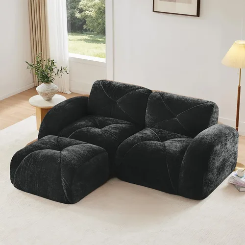 Vista 53 de Sofás modulares modulares de 110.6 pulgadas para sala de estar, sofá moderno de terciopelo sin hueso, no requiere montaje, cómodo sofá sin hueso