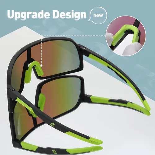 Vista 5 de Bevi Lentes de sol deportivos polarizados con marco TR90 duradero y flexible para hombres y mujeres, correr, conducir, ciclismo, etc