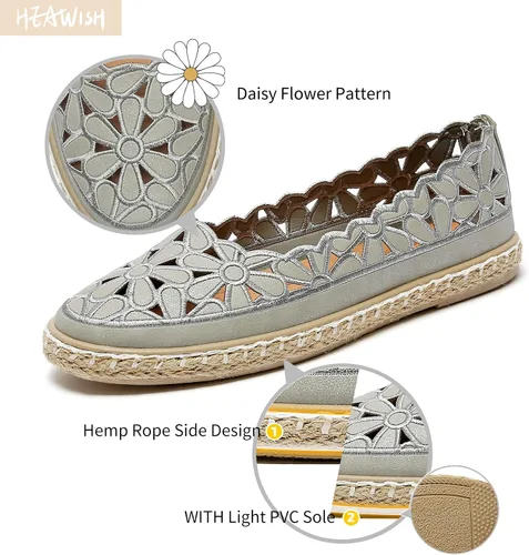 Vista 3 de HEAWISH Zapatos de vestir con punta redonda para mujer, estilo bailarina, estilo casual