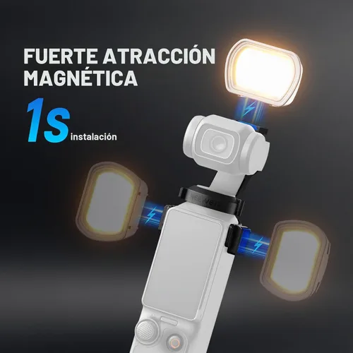 Vista 5 de NEEWER Luz magnética básica M21 compatible con DJI OSMO Pocket 3 Xtra Muse Gimbal Camera Auxiliary Light, 1.3W USB C Rechargeable Plastic Mini LED