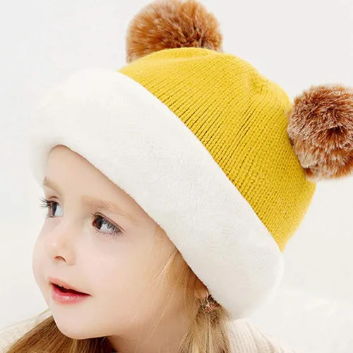Vista 3 de Invierno Earflap Hat Invierno Con Capucha Bebé Sombrero Cálido Niño Bufanda Bufanda Flap Kid Cap Knit Girl Caps Cuidado del Bebé