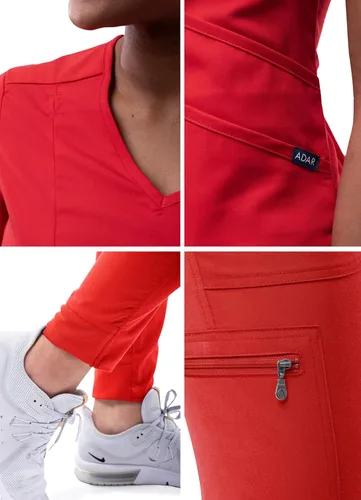 Vista 5 de Adar Pro - Conjunto de uniforme médico atlético moderno para mujer Tela elástica en 4 direcciones, resistente al olor y a las arrugas, ajuste a