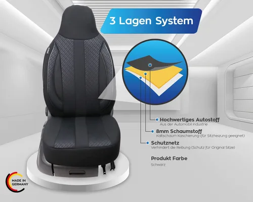 Vista 6 de BREMER SITZBEZÜGE Seat Covers for Mercedes GLA X156 MD504 MD504 - Black