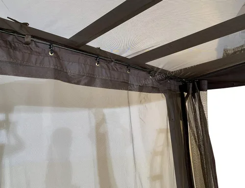 Vista 5 de Mosquitera de repuesto para pérgola de techo plano, malla para insectos (8 pies x 10 pies, marrón)