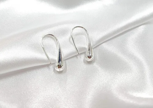 Vista 5 de Pendientes de plata 925 joyería de moda lágrimagota de aguagota de lluvia pendientes colgantes para mujeres regalos de San Valentín, Plata