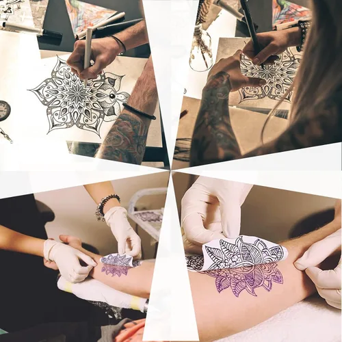 Vista 5 de MIUXIA Papel de transferencia de tatuaje 50 hojas tatuaje plantilla papel