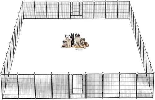 Vista 28 de Corralito para perros, 40 pulgadas, 8 paneles, valla para perros al aire libre, resistente, corral para perros grandes, medianos y pequeños, corral