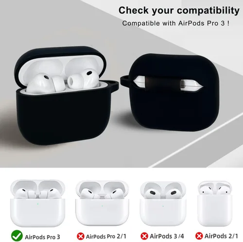 Vista 3 de KOUJAON Funda compatible con AirPods Pro 3 2025 con kit limpiador de llavero brillante, funda de silicona para auriculares inalámbricos AirPods Pro