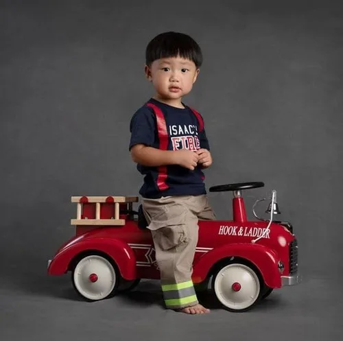 Vista 8 de Camisa personalizada de bombero azul marino para niño