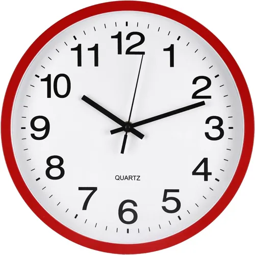 Vista 11 de Reloj de pared de estilo moderno y simple, redondo, de plástico, sin tictac, movimiento de cuarzo, reloj de pared para el hogar, oficina, escuela