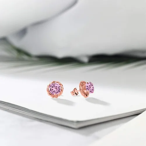 Vista 393 de Gem Stone King Aretes de plata de ley 925 de 0.236 in con piedra natal redonda para mujer