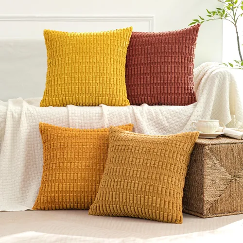 Vista 15 de MIULEE Paquete de 4 fundas de almohada decorativas neutras de 16 x 16 pulgadas para sofá, sala de estar, cama, estilo rústico, granja, bohemio