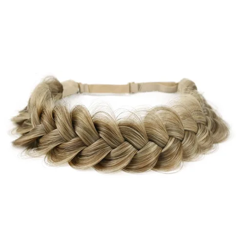 Vista 28 de Diadema trenzada sintética clásica de cabello con hebras anchas para boda, trenzas esponjosas desordenadas, banda para peluca, accesorio de belleza
