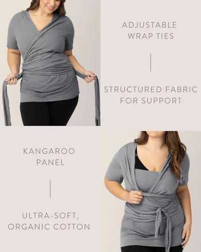 Vista 5 de Kindred Bravely Top de algodón orgánico de piel a piel para lactancia Camisa de lactancia ajustable, Gris Caliente