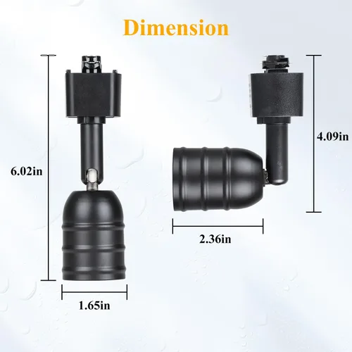 Vista 5 de Mecgirn Cabezas de iluminación H Track Base E26, accesorios de luz de pista de halo negro, luces giratorias ajustables, paquete de 3