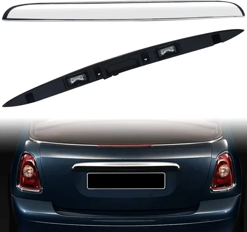 Vista 8 de Manija de portón trasero negro con lámpara, tapa de guarnición de portón trasero compatible con vehículos BMW Mini 2005-2015 Cooper series R56 R57