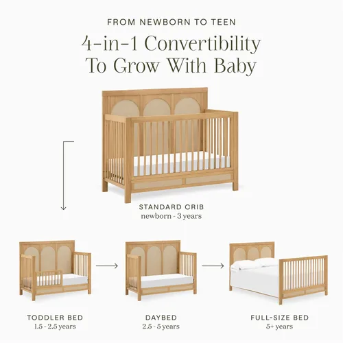 Vista 6 de Namesake Cuna Eloise 4 en 1, miel y arena de alto rendimiento, tejido ecológico GREENGUARD Gold Certified - Baby Crib Convertible to Toddler Bed