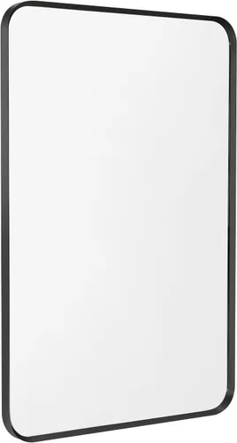 Vista 13 de Espejo arqueado negro de 16" x 20", espejo de pared para baño con arco, espejo de tocador de baño con marco de metal y parte superior arqueada