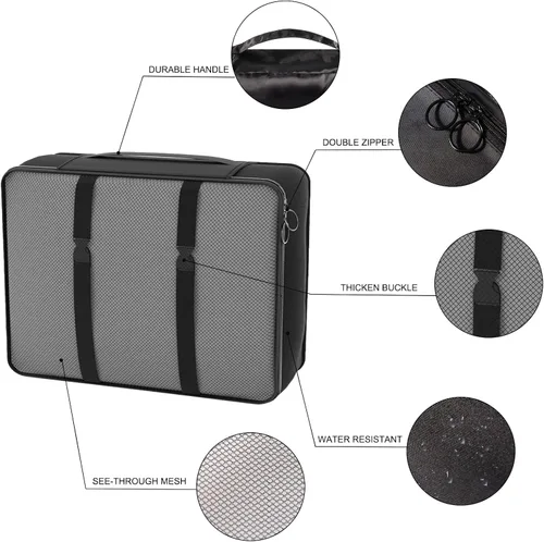 Vista 2 de Funarty Juego de 8 cubos de embalaje para maletas, cubos de compresión para equipaje de mano, bolsas organizadoras de equipaje para accesorios