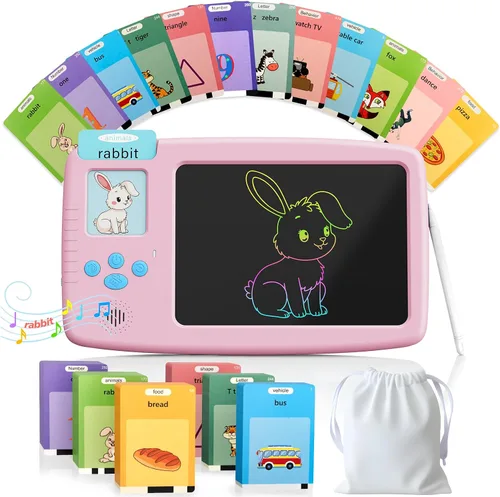 Vista 8 de Tarjetas didácticas parlantes para niños pequeños: tableta de escritura LCD 2 en 1 con 510 palabras visuales, aprendizaje de idiomas Montessori