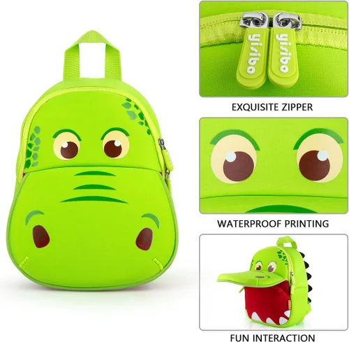 Vista 4 de yisibo Mochila de dinosaurio para niños y niñas, ligera, impermeable, preescolar, viajes, para niños y niñas, para niños de 2 a 7 años