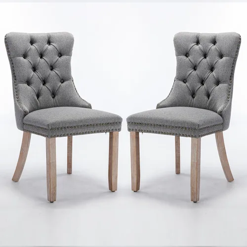 Vista 14 de Parson's Chairs - Silla de comedor tapizada de terciopelo de madera maciza con patas chapadas de acero inoxidable cromado, ribete de cabeza de clavo
