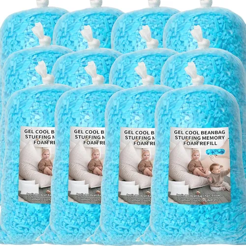 Vista 9 de Relleno de puf, relleno de espuma viscoelástica triturada de 5 libras, relleno de almohada suave para sofá, cojín, animales de peluche, cama
