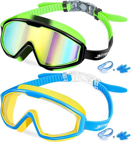 Vista 11 de Freela Gafas de natación transparentes para niños de 3 a 15 años, antiniebla, sin fugas, para piscina, playa, natación