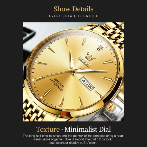 Vista 3 de OLEVS Mens Casual Watches for Men Fashion Classic Business Calendar Date Watch Waterproof Wrist Watches for Men Stainless Steel Analog Watch