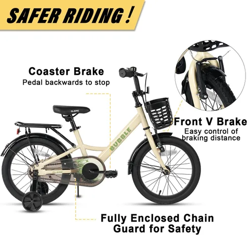 Vista 2 de Glerc Bicicleta de burbujas para niños, bicicleta para niños de 12 a 16 pulgadas, para niños de 2 a 8 años, bicicleta para niños con cesta y ruedas
