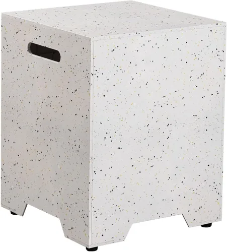 Vista 8 de COSIEST Mesa de tanque de propano para exteriores con diseño de grano de madera, mesa de tanque oculta exterior de 16 pulgadas, oculta el tanque