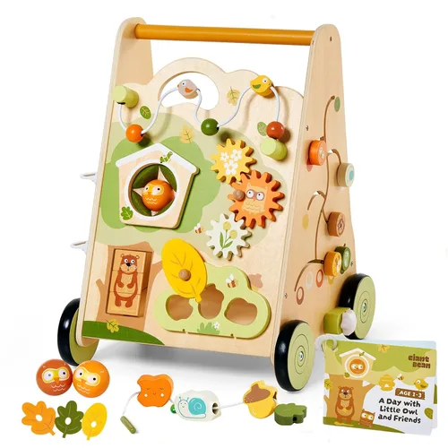 Vista 9 de Giant bean 11-in-1 Car Wooden Kids Walker with Activity Center