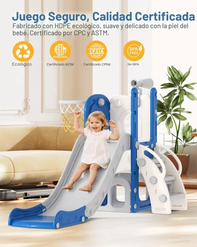Vista 4 de Babytronic Tobogán para Niños Pequeños, 6 en 1 Tobogán de Interior para Niños de 1-3 Años, Juego de Escalador Interior y Exterior para Bebés