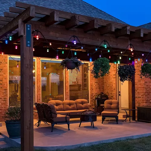 Vista 8 de Cadena de luces LED de grado comercial de 48 pies para exteriores con control remoto, inastillables, impermeables, cambiantes de color, luces