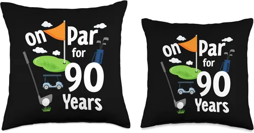 Vista 3 de On Par 90th Birthday Golf Player Theme 90 Year Old B-Day Throw Pillow, 16x16, Multicolor