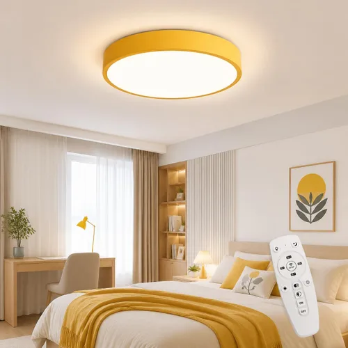 Vista 20 de Led Ceiling Light with Remote White 16 "24w Flush Mount Suitable for Bedroom, Kids Room,Hallway, Balcony, Checkroom,Office,Bathroom Ceiling Lamp