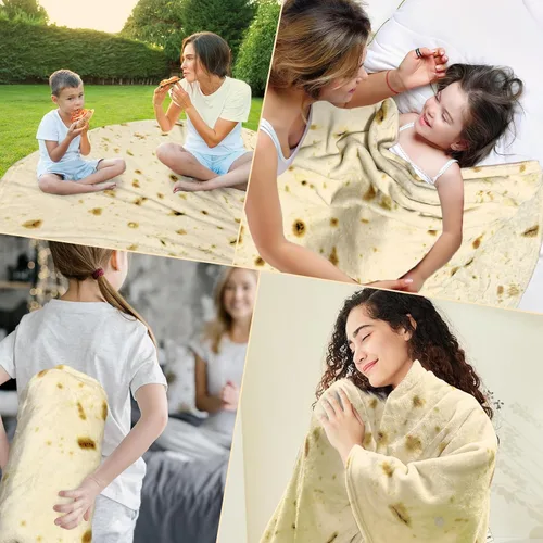 Vista 7 de HDFK Manta de Tortilla Tamaño Adulto Beige Amarillo de Doble Cara Throw Taco Mantas de Comida Realista Ligeras de Franela de Forro Polar Elefante